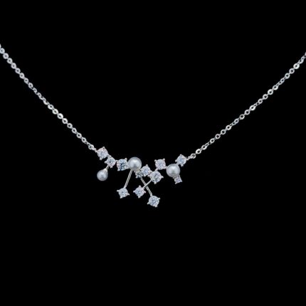 Zephyra 925 Sterling Silver Crystal Constellation Pendant Necklace, Original Rhodium Plated, Swiss Zirconia Gift for Her